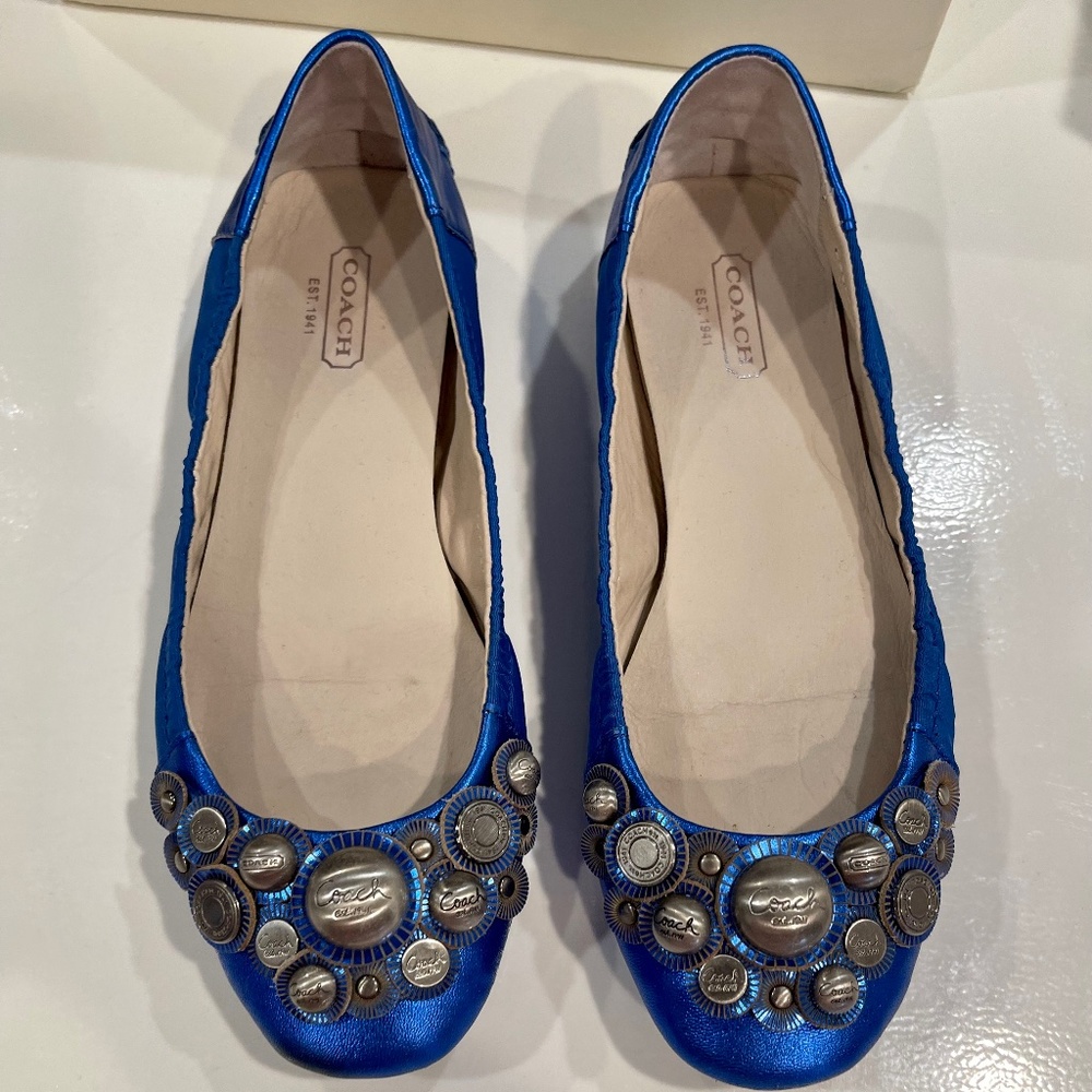 Rare!  Coach metallic blue leather shoes